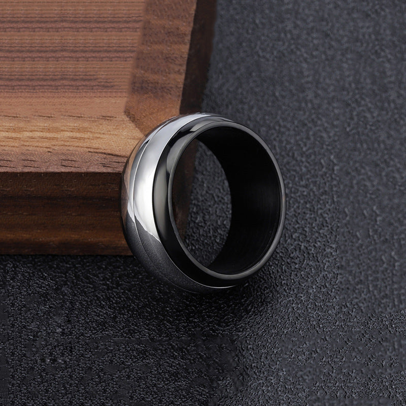 Herren modischer Edelstahlring mit eleganter Schwarz-Weiß-Optik Shop Nory