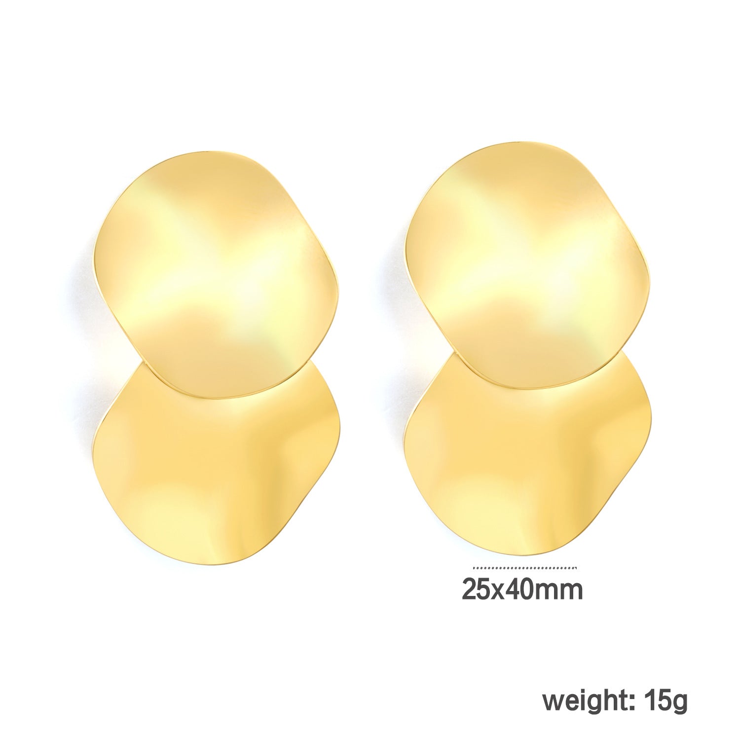 Damen moderne Ohrstecker aus goldplattiertem Edelstahl mit geschwungenem Design Shop Nory