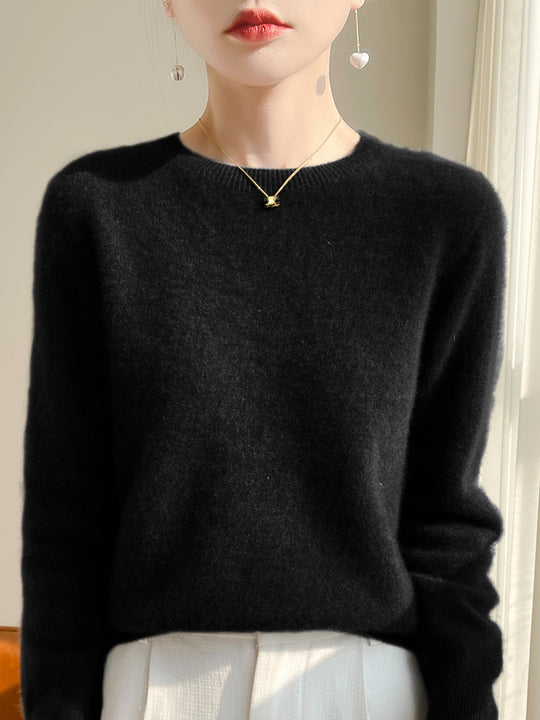 Damen Luxuriöser Kuschelstrick-Pullover mit Rundhals und Mohair-Optik Shop Nory
