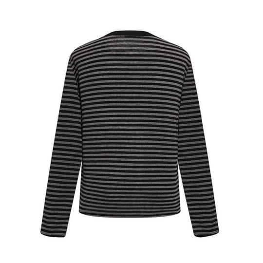 Damen Gestreiftes Langarm-Henleyshirt mit Knopfleiste und Grafikpatches Shop Nory