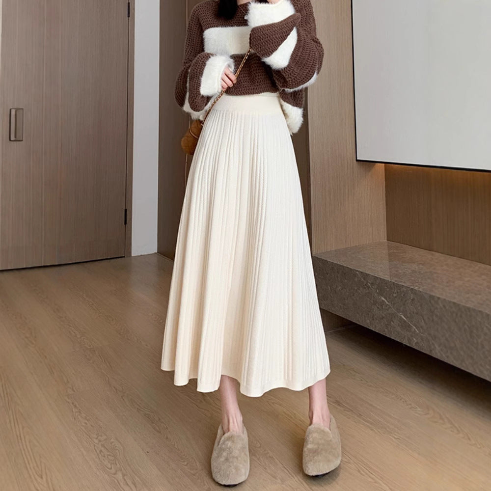 Damen Eleganter Plissee-Midirock mit hohem Bund Shop Nory