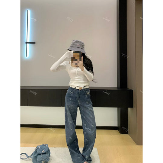 Damen Modische Baggy Jeans mit hohem Bund Shop Nory