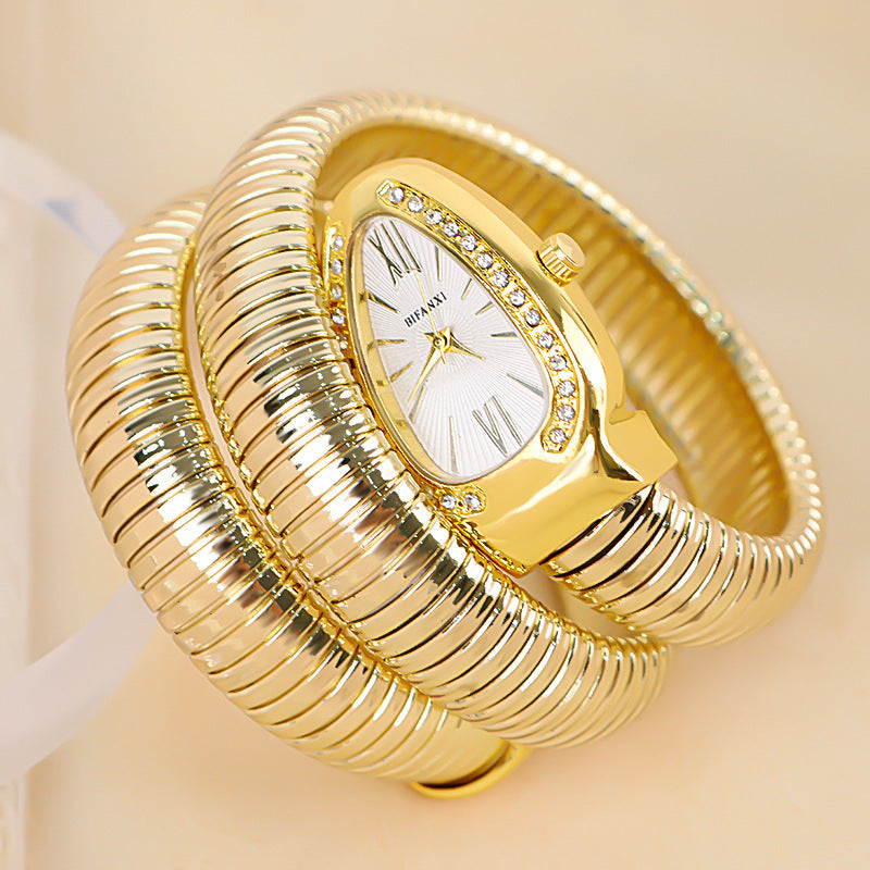 ShopNory | Schlangenuhr mit Quarzbewegung und Persönlichem Armband