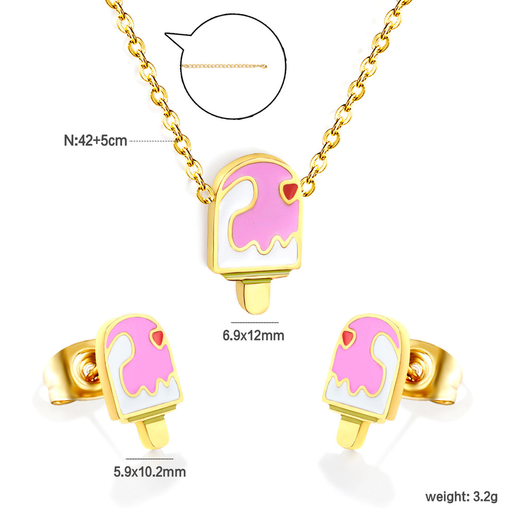 Damen Schmuckset mit Eiscreme-Anhängern Shop Nory