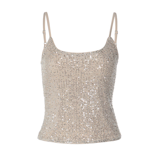 Damen Glitzerndes Spaghetti-Top mit schmalen Trägern