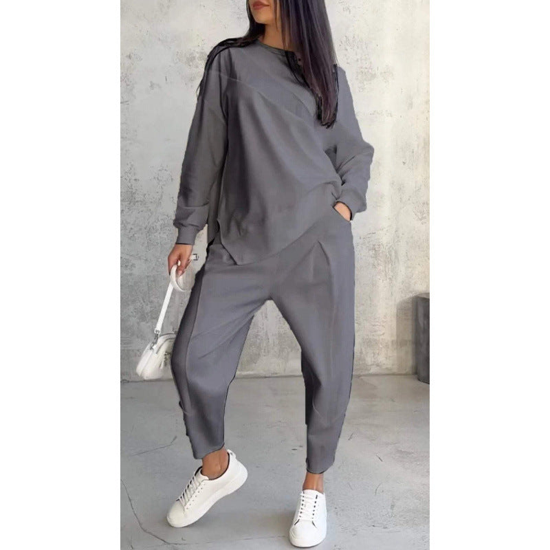 Damen Lässiges Zweiteiliges Lounge-Set mit Oversize-Sweatshirt und taillierter Tapered-Hose Shop Nory