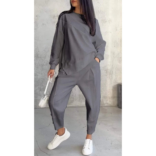 Damen Lässiges Zweiteiliges Lounge-Set mit Oversize-Sweatshirt und taillierter Tapered-Hose Shop Nory