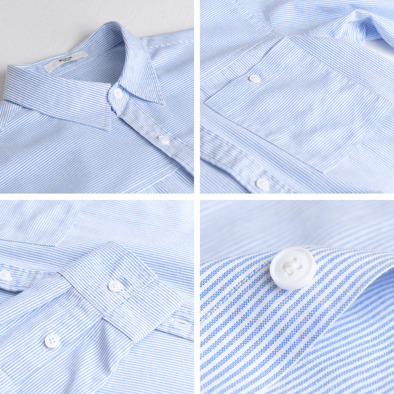 Herren Feines Nadelstreifen-Layering-Overshirt aus leichtem Baumwollmix mit aufgesetzter Brusttasche Shop Nory