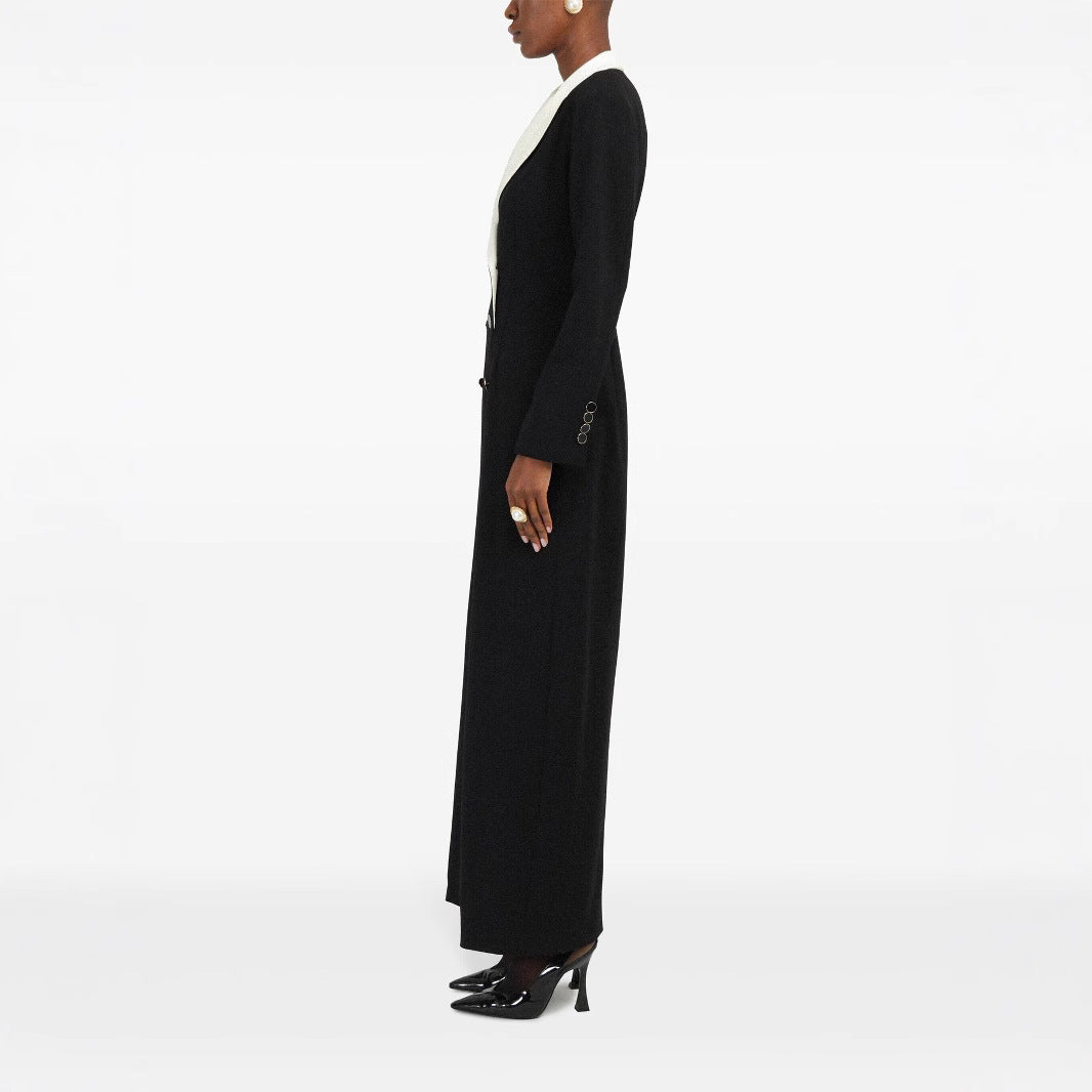 Damen Doppelreihiges Longblazer-Kleid mit taillierter Silhouette und Kontrastrevers Shop Nory