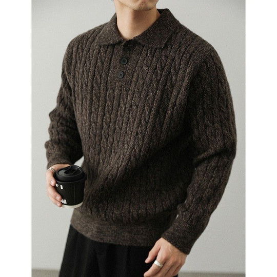Herren Gemütlicher Grobstrickpullover mit Knopfleiste Shop Nory