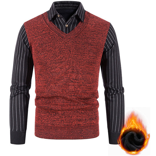 Herren Thermo-gefütterte V-Ausschnitt Strickweste mit Rippbündchen Shop Nory