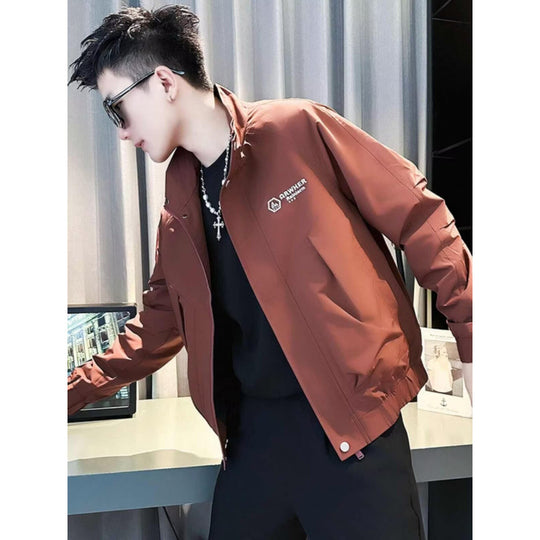 Herren Modernes Boxy‑Bomberjacke aus winddichtem Material mit Stehkragen und verdecktem Reißverschluss Shop Nory