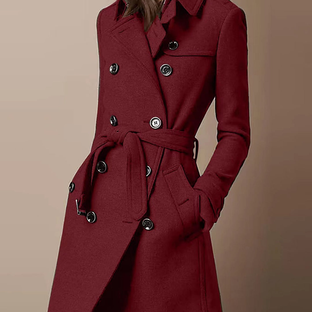 Damen Doppelreihiger Wollmix-Trenchcoat mit Taillengürtel Shop Nory