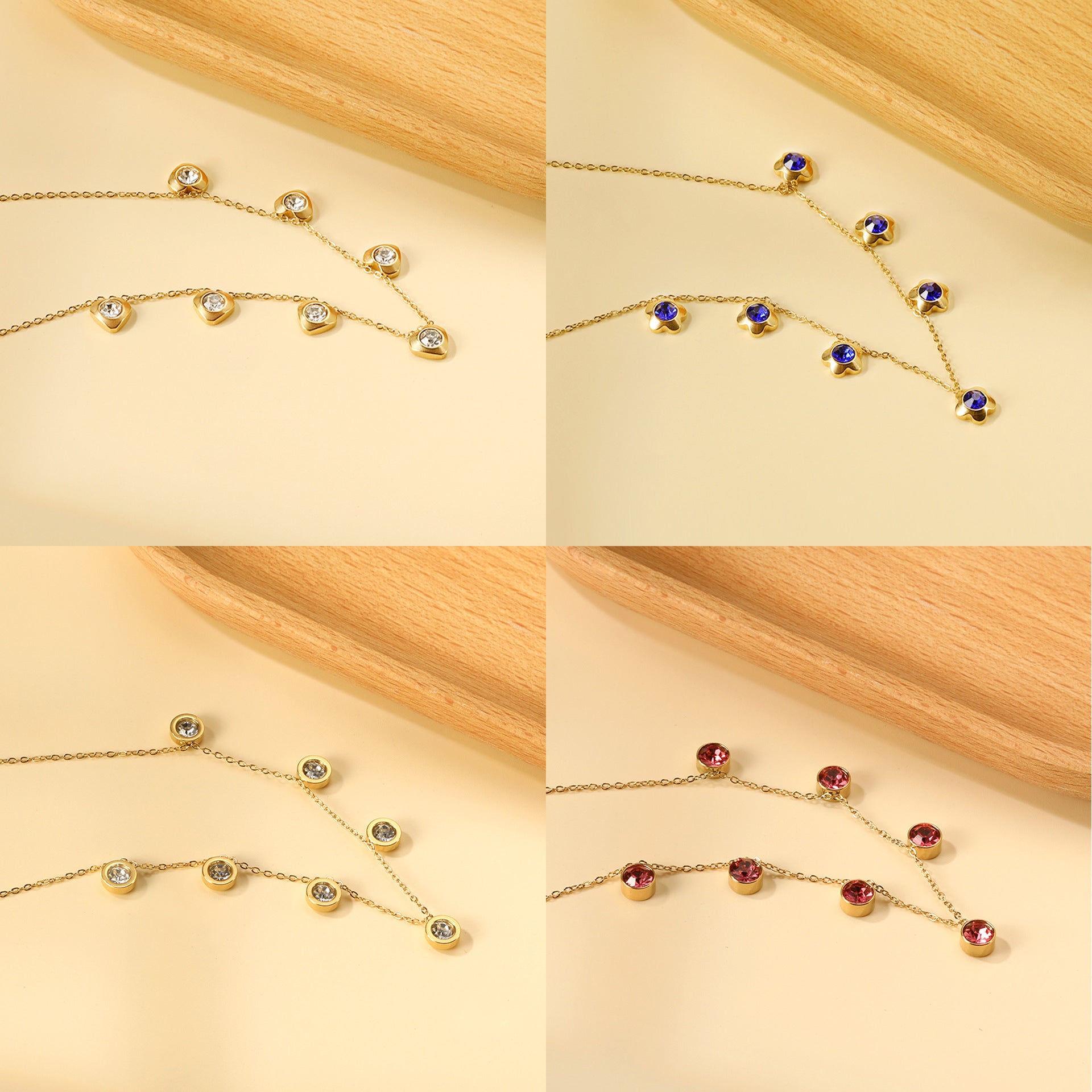 Damen Edelstahl Halskette mit funkelnden blauen Zirkonia-Anhängern Shop Nory