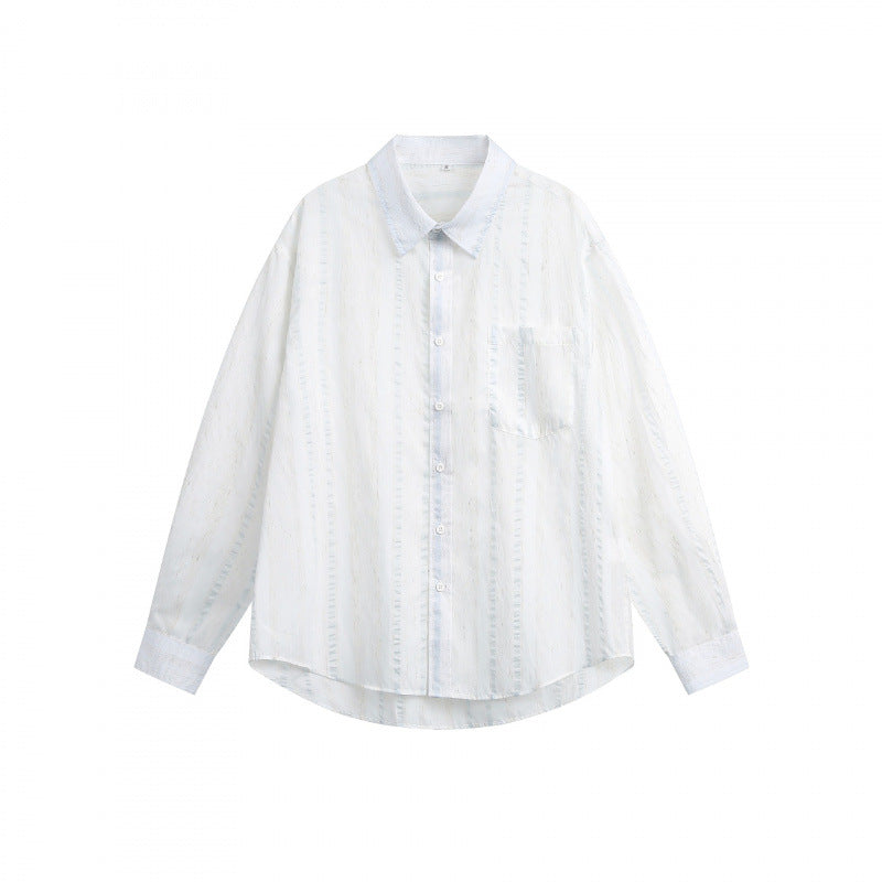 Unisex Leichtes Oversize-Hemd aus Strukturmischung mit Brusttasche und abgerundetem Saum Shop Nory