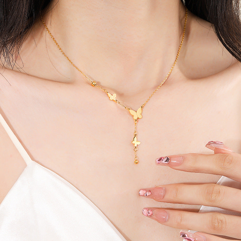 Damen zarte Halskette mit filigranen Schmetterlingsanhängern Shop Nory