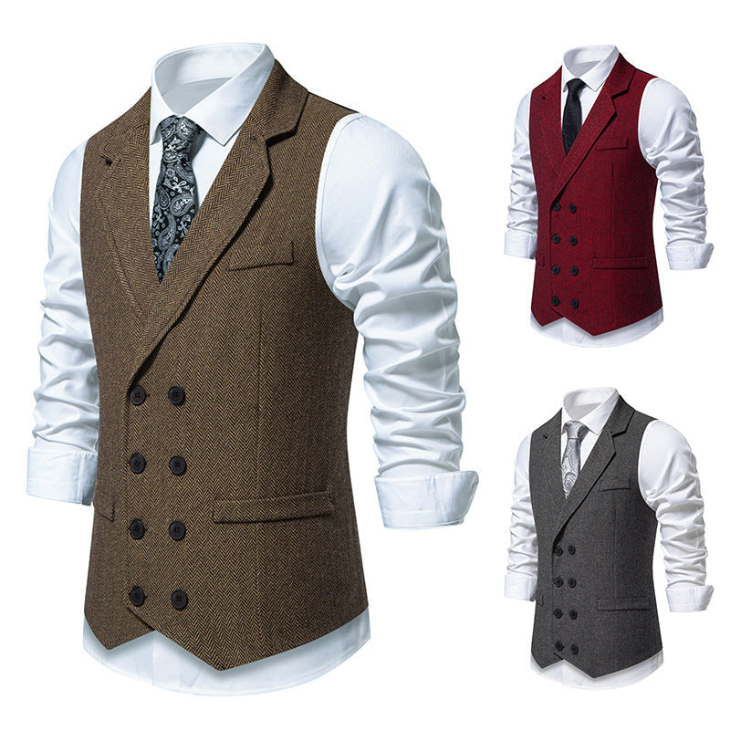 Herren elegante Weste im klassischen Fischgrätmuster 1758204622