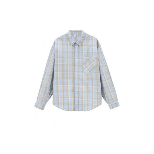 Unisex Boxy-kariertes Overshirt mit Hemdkragen und aufgesetzter Brusttasche Shop Nory