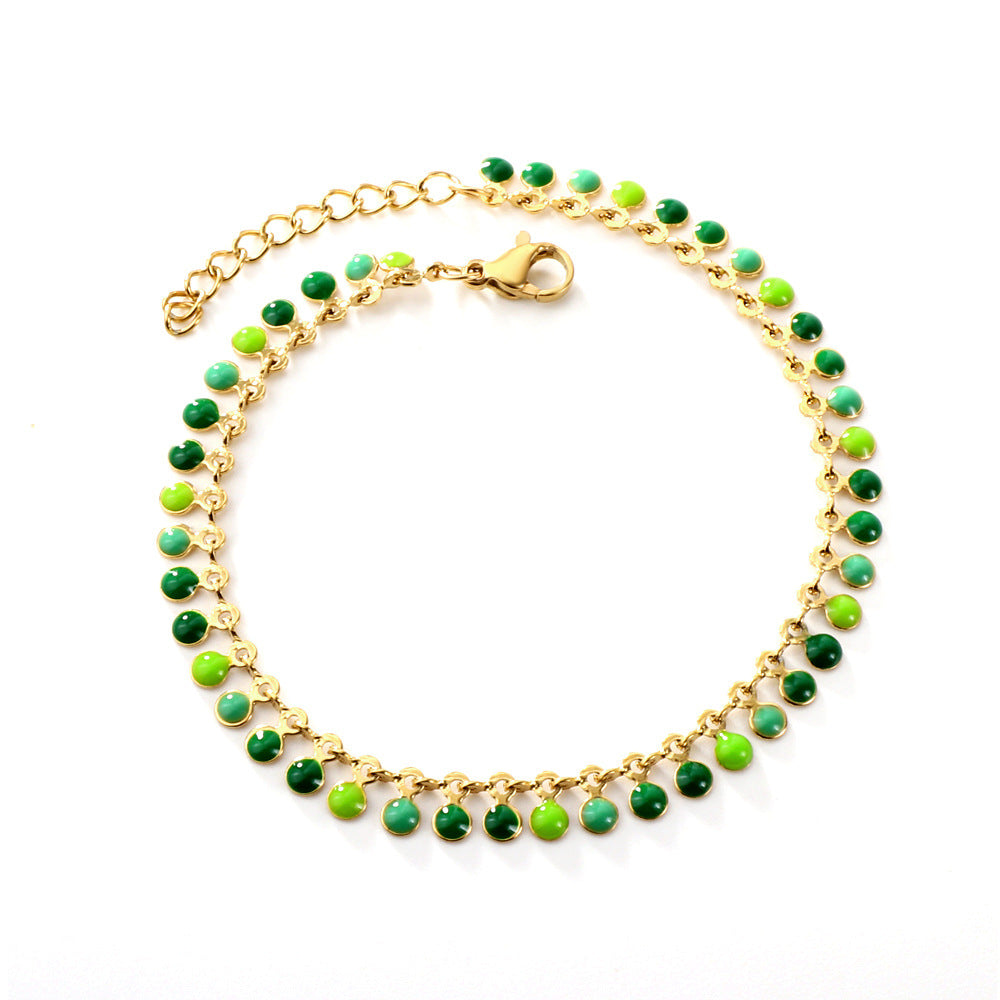Damen Armband aus Edelstahl mit bunten Herz-Elementen und feiner Goldbeschichtung Shop Nory