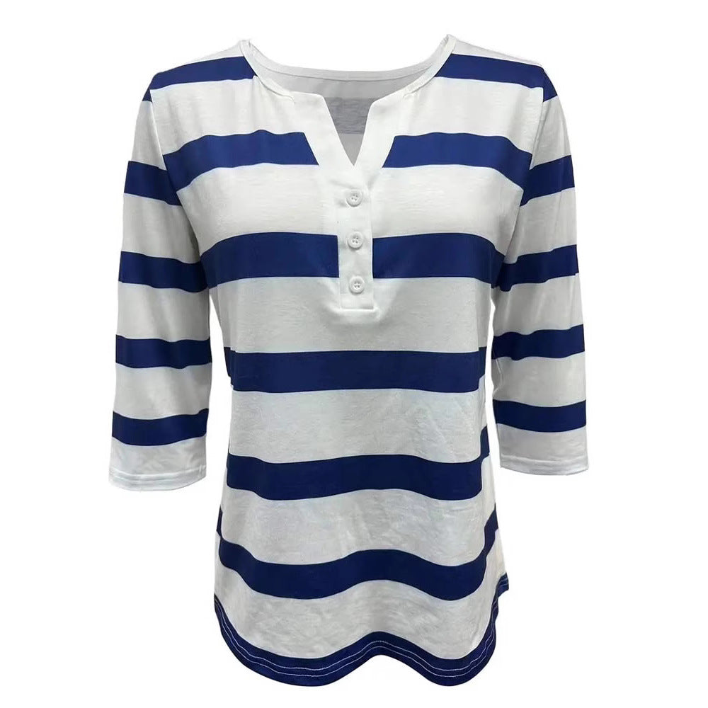Damen Langarmshirt mit maritimem Streifenmuster