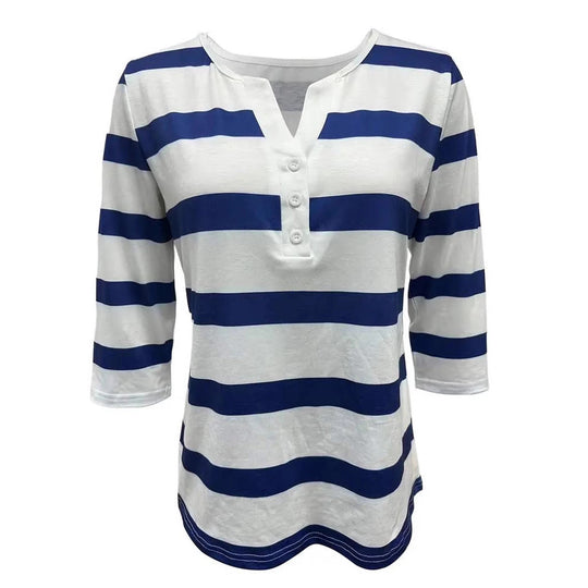 Damen Langarmshirt mit maritimem Streifenmuster