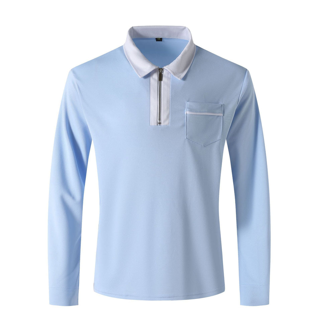 Herren Langarm-Poloshirt mit Halbzip, Kontrastkragen & Brusttasche Shop Nory