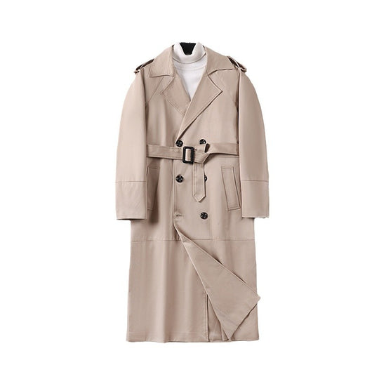 Herren Doppelreihiger Trenchcoat mit Taillengürtel und Schulterlaschen Shop Nory