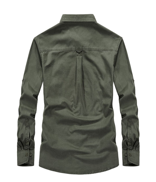 Herren Utility‑Field‑Hemdjacke mit Brustpattentaschen, Rollärmel und robustem Canvas Shop Nory
