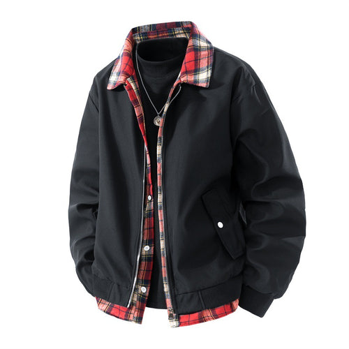 Herren lässige zweilagige Kurzjacke im Layer‑Look mit karierter Innenlage Shop Nory