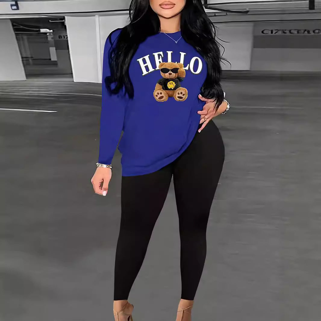 Damen Zweiteiler Lounge-Set mit Herz-Print Sweatshirt und High-Waist Leggings Shop Nory