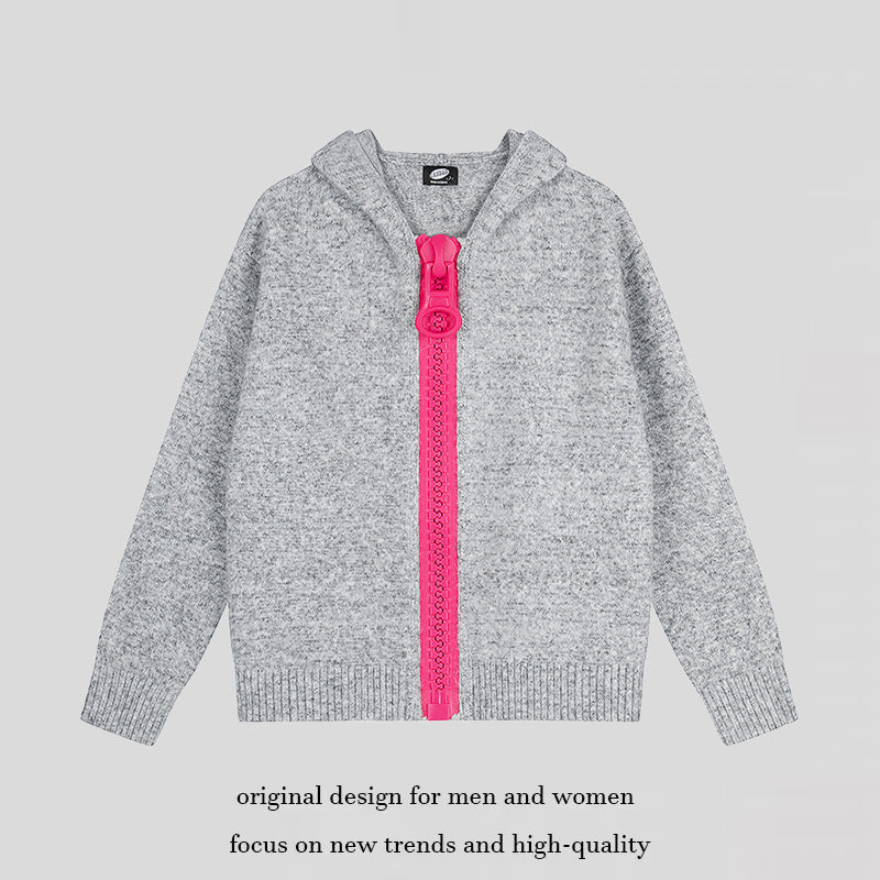 Damen Kapuzen-Strickjacke mit übergroßem Reißverschluss und softem Mohair-Mix Shop Nory