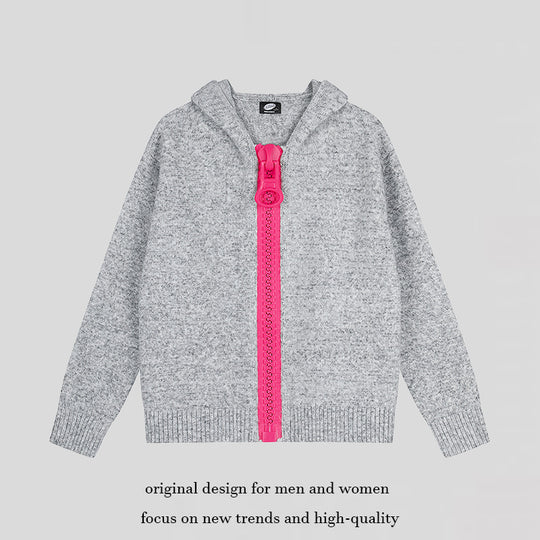 Damen Kapuzen-Strickjacke mit übergroßem Reißverschluss und softem Mohair-Mix Shop Nory