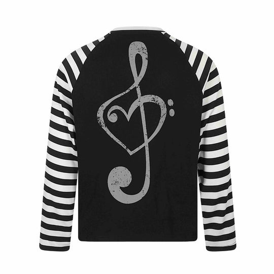 Unisex Langärmliges Raglan-Longsleeve mit Musik‑Print und gestreiften Ärmeln Shop Nory