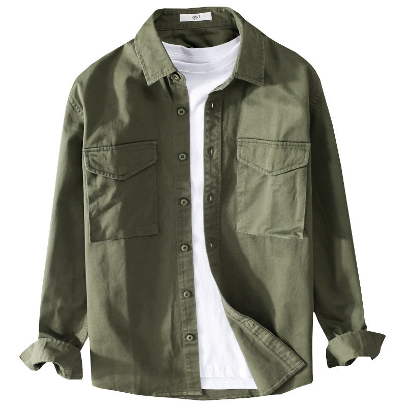 Herren Robustem Baumwoll-Twill Overshirt mit aufgesetzten Brusttaschen und Relaxed-Fit Shop Nory
