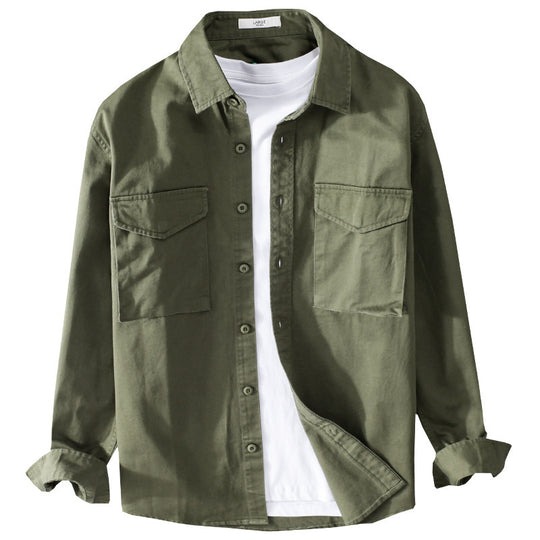 Herren Robustem Baumwoll-Twill Overshirt mit aufgesetzten Brusttaschen und Relaxed-Fit Shop Nory