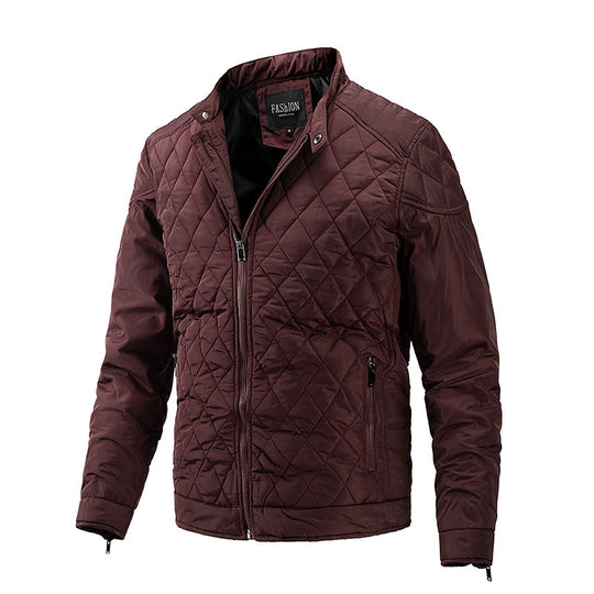 Herren gesteppte Übergangsjacke mit Diamantstepp, Stehkragen und Reißverschluss Shop Nory