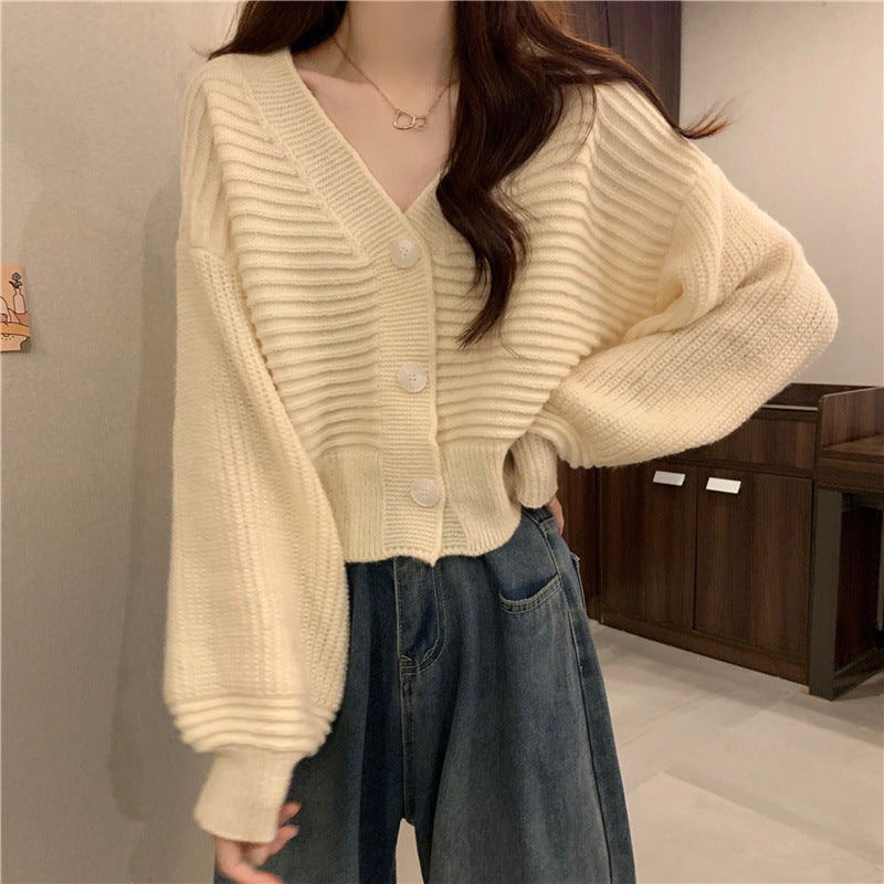 Damen Modischer Strickcardigan mit V-Ausschnitt Shop Nory