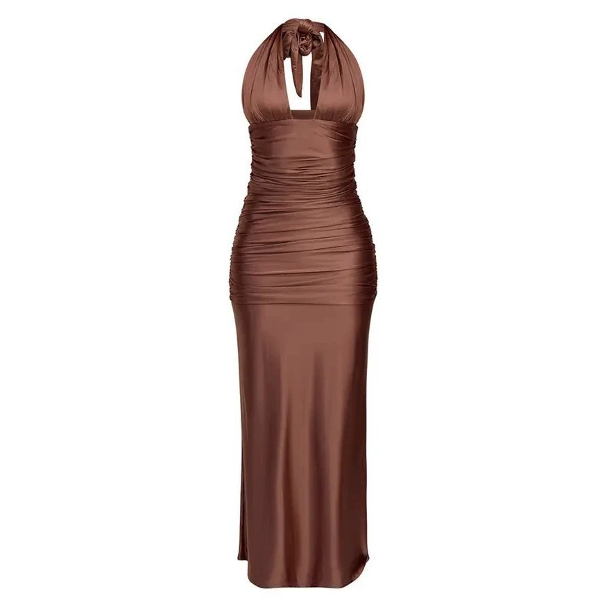 Damen Elegantes Wickelkleid mit tiefem V-Ausschnitt und figurformender Raffung Shopnory