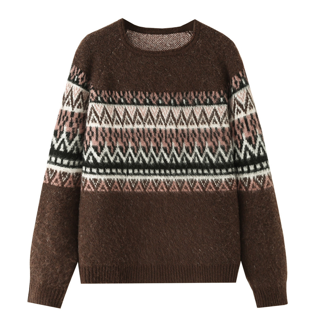 Damen Oversize Mohair-Mix Pullover mit Rundhals und Fair-Isle-Muster Shop Nory
