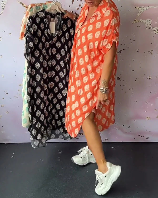 Damen Hemdblusenkleid mit einzigartigem Muster und lässigem Schnitt
