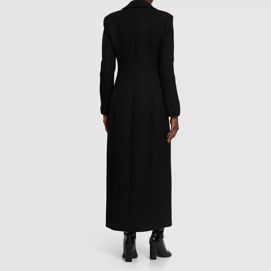 Damen Taillierter Longline-Mantel mit Reverskragen und Einreiher-Schnitt Shop Nory