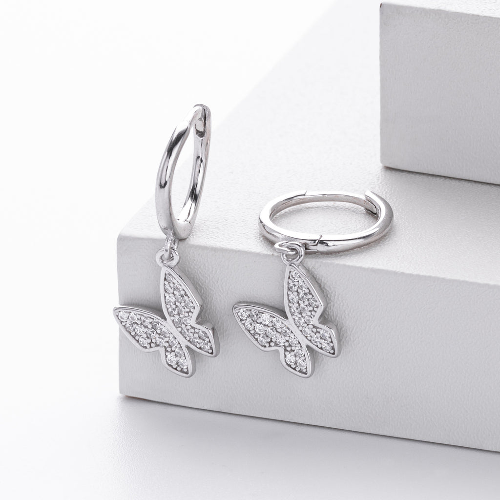 Damen Ohrhänger mit eleganten Schmetterlingsanhängern aus 925 Sterling Silber Shop Nory