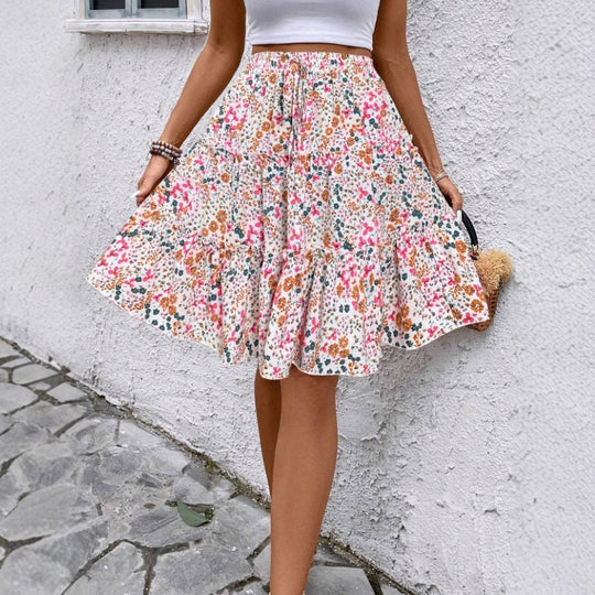 Damen Sommerrock mit charmanten Volantdetails und floralem Muster