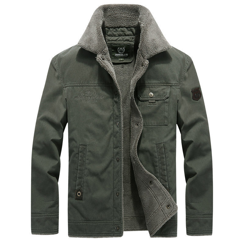 Herren Robust-Canvas-Fieldjacke mit Teddyfutter, Stehkragen und Utility-Taschen Shop Nory
