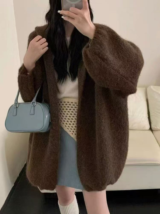 Damen Flauschige Übergröße Strickjacke Shop Nory