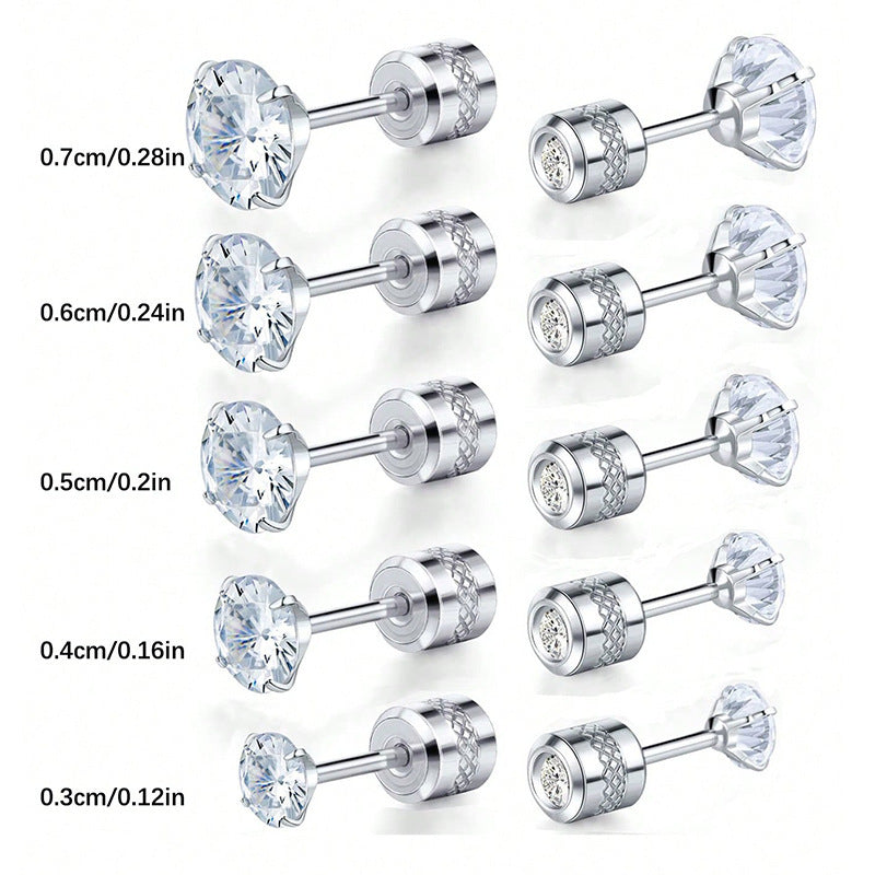 Kristall-Ohrstecker mit Zirkonia-Fassung und Schraubverschluss