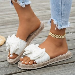 Damen modische Espadrilles mit dekorativem Schleifen-Detail