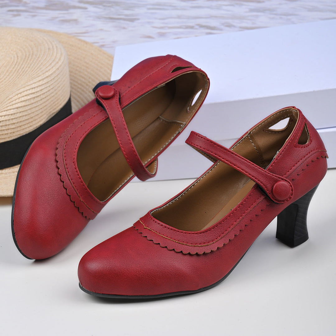 Damen Absatzschuhe mit verstellbarem Riemen und eleganter Schnalle