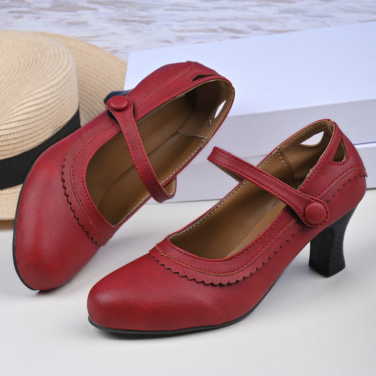 Damen Absatzschuhe mit verstellbarem Riemen und eleganter Schnalle