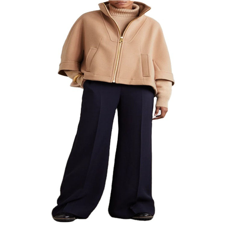 Damen Kurzcape-Jacke aus Wollmix mit Stehkragen und Reißverschluss Shop Nory